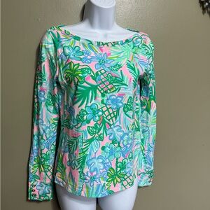 LILLY PULITZER SIZE SMALL ALEAH TOP *COCONUT ROW* PELICAN PINK‎